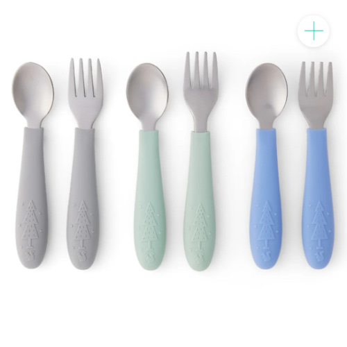 Babies/Toddler Stainless Steel Spoons + Forks with Silicone Handle