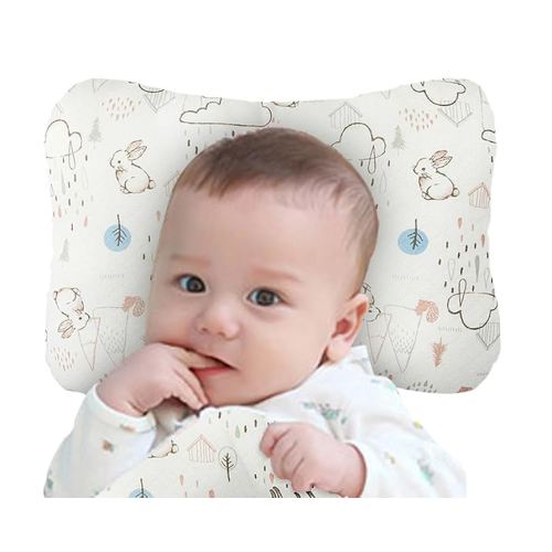 Soft Hypoallergenic Baby Head & Neck Support Bamboo Organic Cotton Cover Machine Washable (Bamboo Bunny)