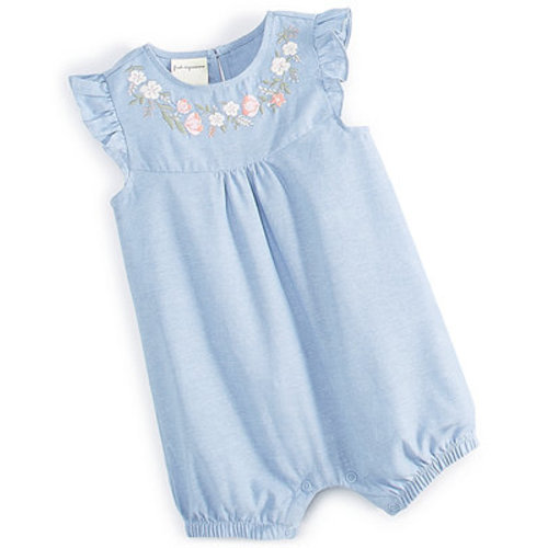Baby Girls' Cotton Chambray Flower Sunsuit, Macy's Exclusive