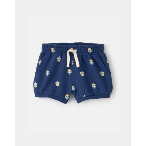 Baby Girl Floral French Terry Shorts - Navy Blue | Carter's