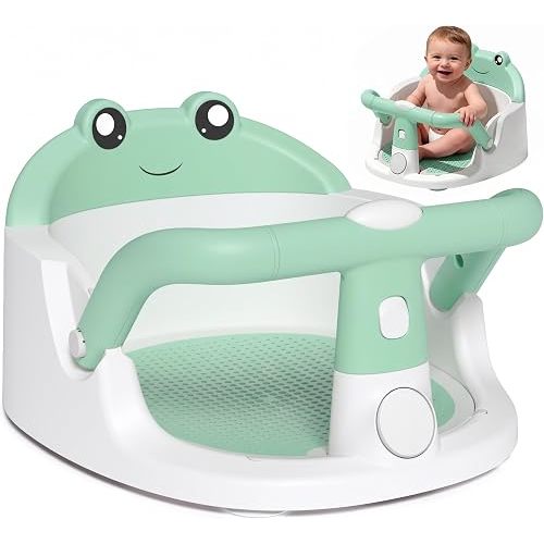 Baby Bath Seat for Babies 6 Months & Up, Non-Slip Toddler Bath Seat with Suction Cup, Safe and Comfortable Portable Infant Bathtub Chair for Bathroom, Bathtub Tub Sitting Up (Green)