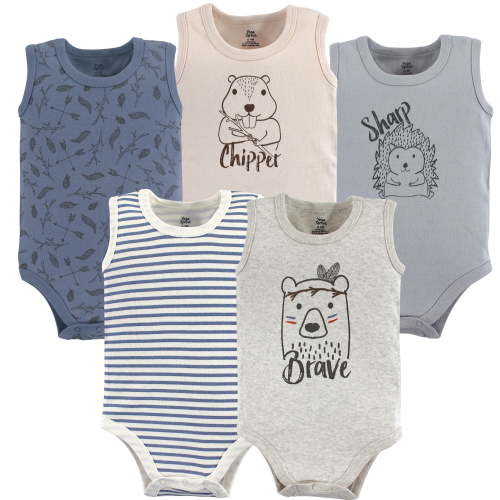 Luvable Friends Yoga Sprout Bodysuits 5pk, Woodland Creatures, 3-6M