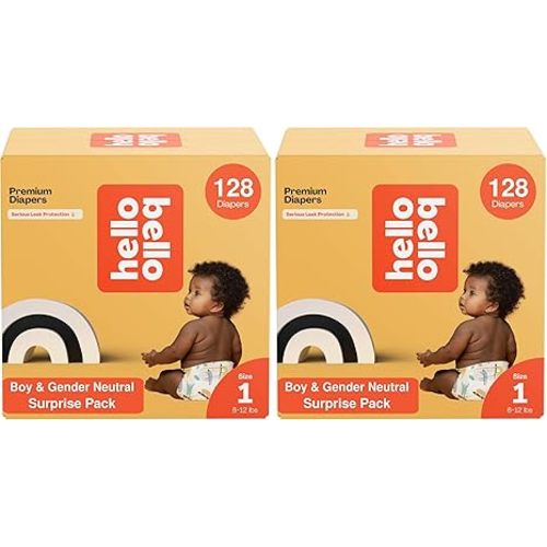 Hello Bello Diapers, Size 2 (10-16 lbs) Surprise Pack for Boys - 120 Count of Premium Disposable Baby Diapers, Hypoallergenic with Soft, Cloth-Like Feel - Assorted Boy & Gender Neutral Patterns 160002