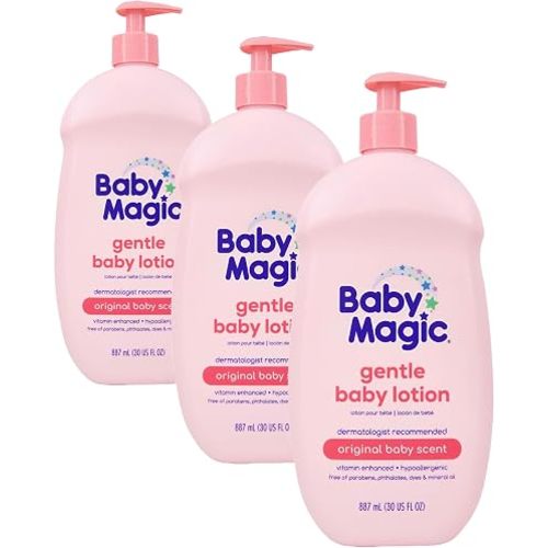 Baby Magic Baby Lotion With Original Baby Scent, Camellia Oil & Marshmallow Root, 30 Oz (Pack of 3)