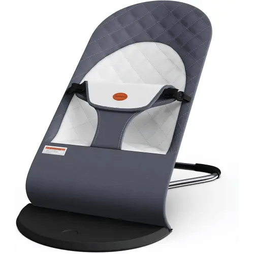 Portable Baby Bouncer Seat for Infants, 0-18 Months, 3 Modes of Use with Rocker & Stationary Options, Ergonomic Infant Chair with Hanging Toys – Grey