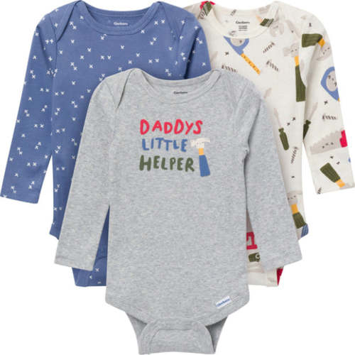 3-Pack Baby Boys Daddy's Little Helper Long Sleeve Onesies® Bodysuits