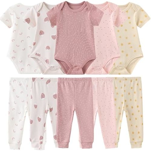 Baby Layette Set Baby Boys' 9-Piece Bodysuits Pants Set Toddler Girl Boy Unisex Baby Gift Sets