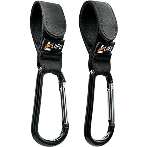2 Pcs Black Baby Stroller Hooks for Hanging | Multipurpose Stroller Straps with Durable and Stylish Stroller Clips for Diaper Bags | The Perfect Mummy Hook for Pram, Wheelchair, Shopping and Pet Carts