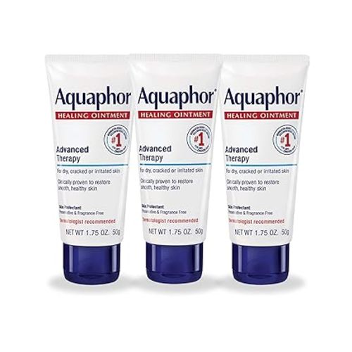 Aquaphor Advanced Therapy Healing Ointment, Hypoallergenic, Fragrance Free Body Moisturizer for Dry Skin and Minor Wound Care, Travel Size Skin Care Set, 1.75 Oz Tube, Pack of 3