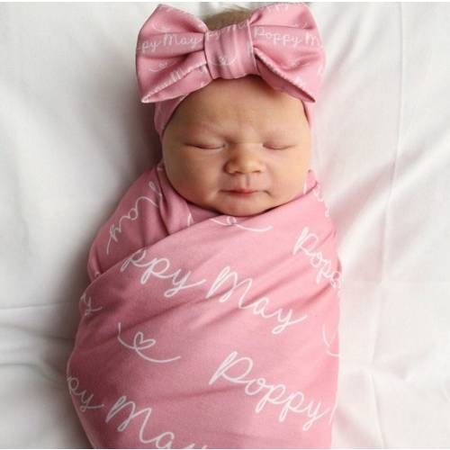 Personalized Name Blanket / Minky Swaddle And Bow wrap/