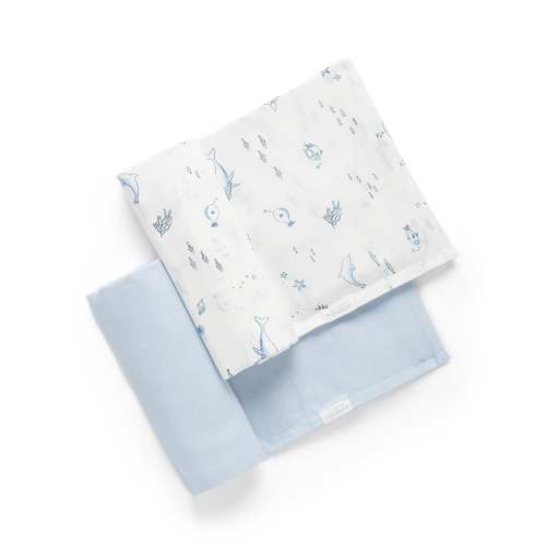 Blue 2 Pack Nautical Muslin Wrap - Baby Swaddles - Purebaby - Purebaby