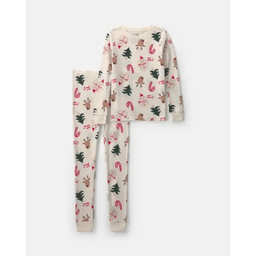 Kids 2-Piece Christmas Holiday Icon 100% Cotton Snug Fit Pajamas (Size 6)