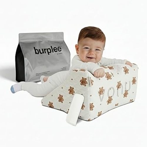 Vonu Burplee 4-in-1 Baby Support Cushion for Newborns & Infants, Tummy Development, Gas Release Assistance & Easy Burping with Burp Booster, Washable Cover, for Babies 0-9 Months