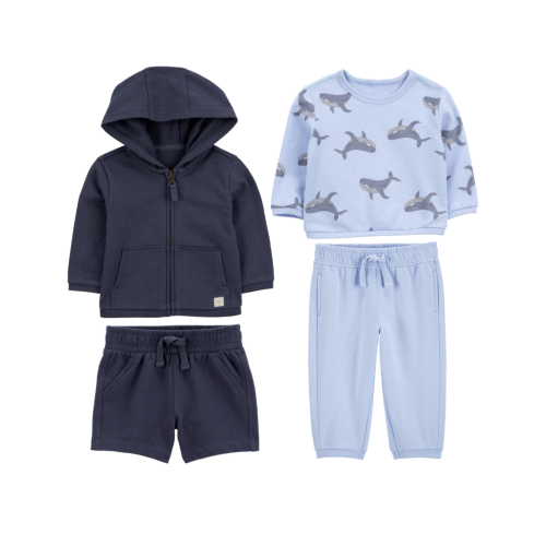 Baby 4-Piece French Terry Mix-and-Match Outfit Set - Blue | Carter's