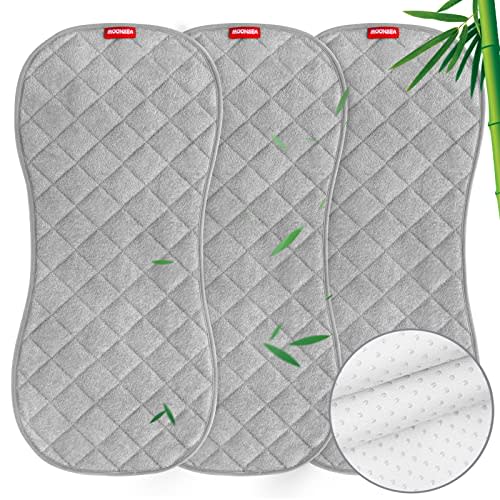 Moonsea Quilted Thicker Changing Pad Liner Waterproof, Fit for Changing Pad Liners 3 Pack, Non-Slip Back Design Reusable Pads Machine Washable, Grey