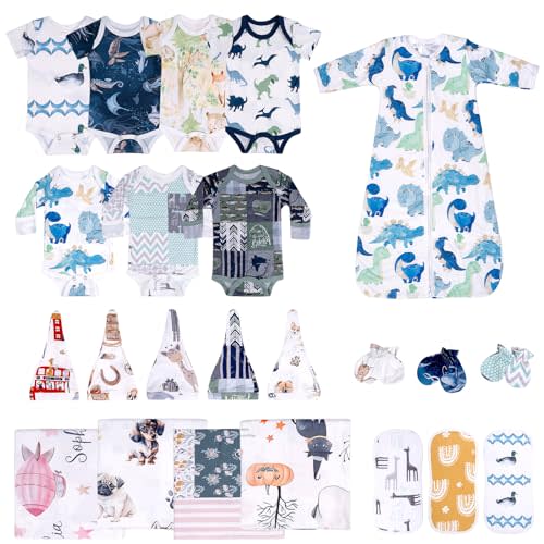23 Piece Newborns Layette Gift Set for Boys & Girls, Newborn to 6 Months, Baby Clothes Essential