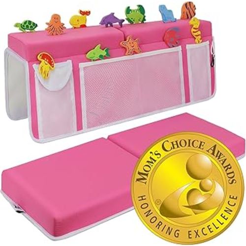Supa Ant Baby Bath Kneeler and Elbow Rest Pad –Mom’s Choice Award Winner –US-Designed Extra Thick Bathtub Kneeling Pad with 8 Suction Cups, 5-Pocket Organizer, Non-Slip, Cushioned, Durable (Pink)