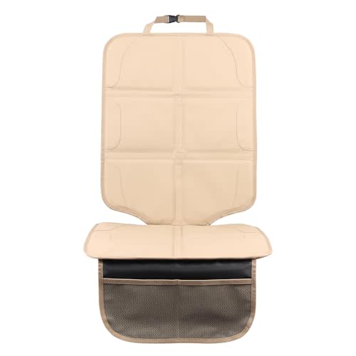 pefirst Car Seat Protector,Extra Thick Car Seat Covers Non-Slip Waterproof Mat Pad Leaving No Imprints Marks for Child Baby Pet Truck SUV Automobile (Beige-B)