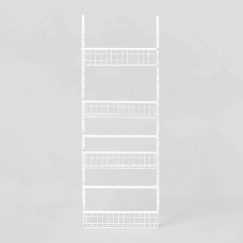 4 Tier Over-The-Door Storage Rack - Brightroom™: Adjustable Shelves, White Steel, Over Door Organizer, 4 Baskets