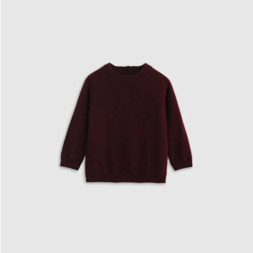 Mongolian Cashmere Crewneck Sweater - Baby in Rich Burgundy