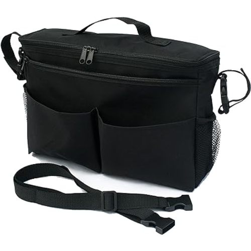 J.L. Childress Cool 'N Cargo Stroller and Wagon Cooler and Organizer - Universal Fit - Insulated - Attaches to Strollers, Wagons, Walkers and Wheelchairs - Large Capacity - Black