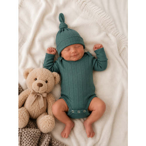 Pine / Organic Pointelle Long Sleeve Bodysuit – SpearmintLOVE