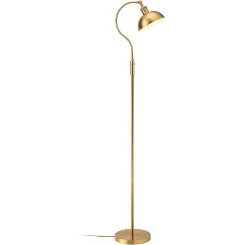 O’Bright Heritage - Banker’s Floor Lamp, 3-Level Touch Dimming, Adjustable Tilt Shade, Removable Lampshade Design, E26 Socket with 6W Dimmable LED Bulb, Gold Metal Shade, Antique Brass