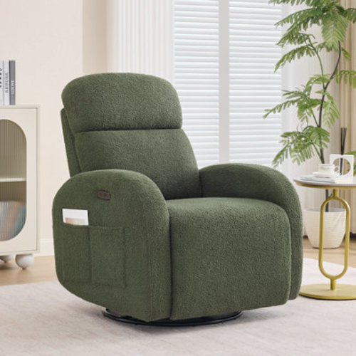 Latitude Run® Delba Fabric Swivel Rocker Power Recliner, 270° Swivel Nursery Glider Recliner with USB & Type-C Port & Reviews | Wayfair