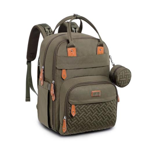 BabbleRoo - Diaper Bag Backpack Travel Essentials Baby Bag with Changing Pad, Army Green