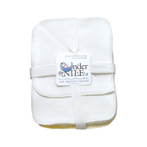 UNDER THE NILE Set of 12 Organic Egyptian Cotton Washcloths, Off-White
