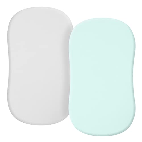 Jersey Knit Soft Fitted Bassinet Sheets, 2-Pack (Grey and Green)