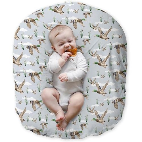 Newborn Lounger Pillow Cover Mallard Duck Hunter, Wild Animal Hunting Reed Lake Baby Boys Shower Gift Removable Slipcover, Soft Snug Fit Infant Nursing Pillowcase (Lounger Not Included)