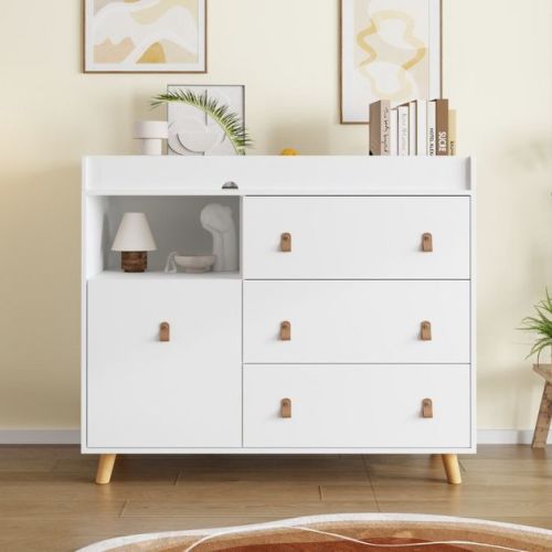 Famapy White Changing Table: Spacious Drawers & Shelves, Organize Baby Essentials Effortlessly