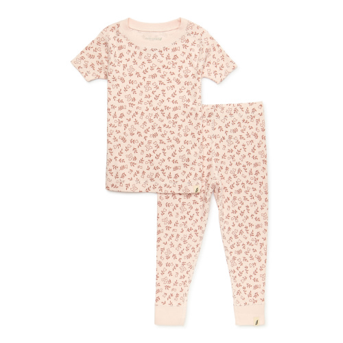 easy-peasy Toddler Unisex Organic Short Sleeve Top and Pants Pajama Set, 2-Piece, Sizes 12M-5T
