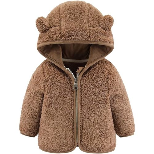 Gajaous Infant Baby Boys Girls Cartoon Fleece Jacket Hooded Coat with Ears Warm Zipper Up Outwear