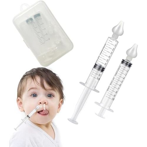 Silicone Baby Nasal Aspirator,Syringe Nasal Irrigator,10ml Nasal Irrigator Portable Infant Nose Cleaner Nose Aspirator with Cleanable (Transparent with Storage Box )