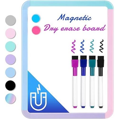 VUSIGN Small White Board Dry Erase, 8.5'' x 11'' Magnetic Dry Erase Board, Mini Whiteboard with Markers for Students, Fridge, Wall, Locker
