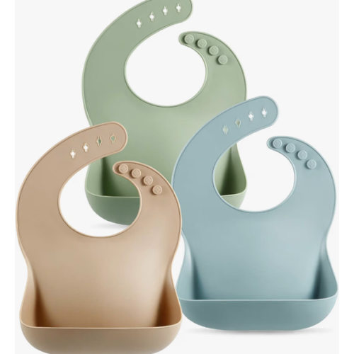 PandaEar Set of 3 Silicone Baby Bibs Waterproof, Soft, Unisex, 10-72 Months