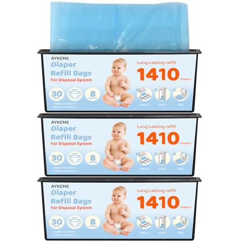 90 Bags Diaper Pail Refills Bags Compatible with Genie Easy Roll Signature & Platinum Diaper Pails | 7-Layer OdorLock Technology | Up to 10 Months Use,3 Pack
