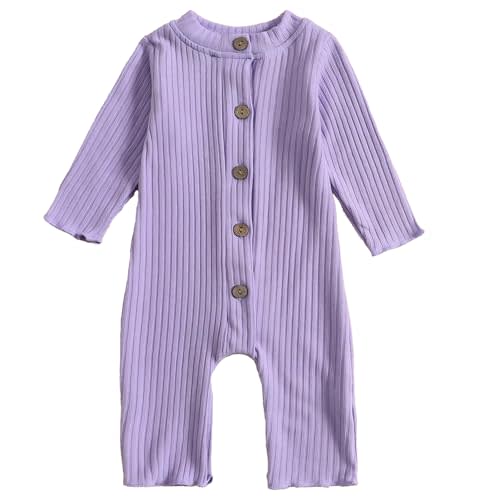 Aoswep - Lovely Solid Color Baby Long Sleeve Jumpsuit baby girl bodysuit