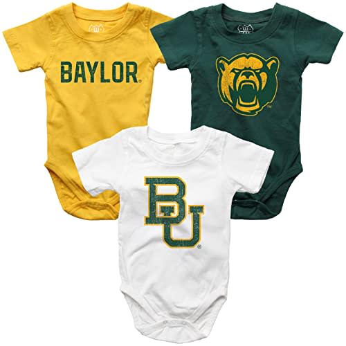 Wes and Willy Baby College Team 3 Pack of Cotton Rompers