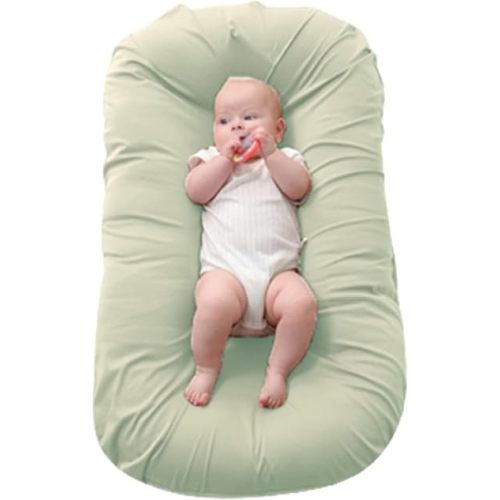 Baby Nest Pillow Soft Organic Cotton Slipcover,Baby Lounger Pillow Co Sleeping for Baby in Bed,Newborn Lounger Pillow for Boys & Girls 0-24 Months(Green)