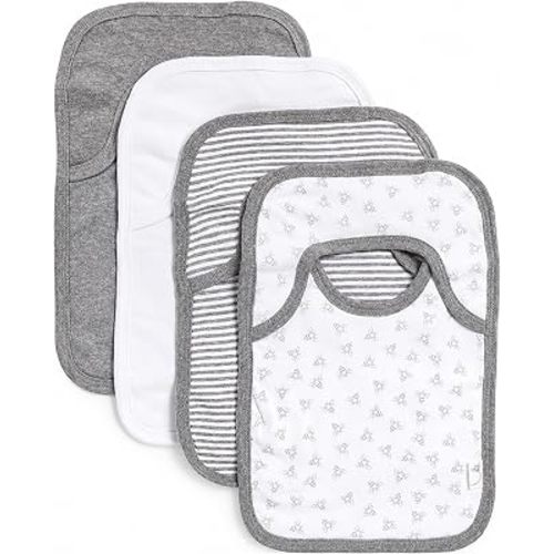 Burt’s Bees Baby Unisex Baby Bibs, Lap-Shoulder Drool Cloths, 100% Organic Cotton with Absorbent Terry Towel Backing Bibs