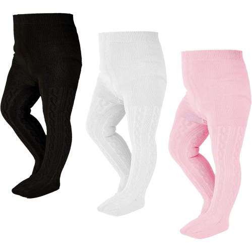 Baby Girl Tights Thick Cable Knit Leggings Stockings Cotton Pantyhose for Newborn Infant Toddler 3/4/5/6 Pack