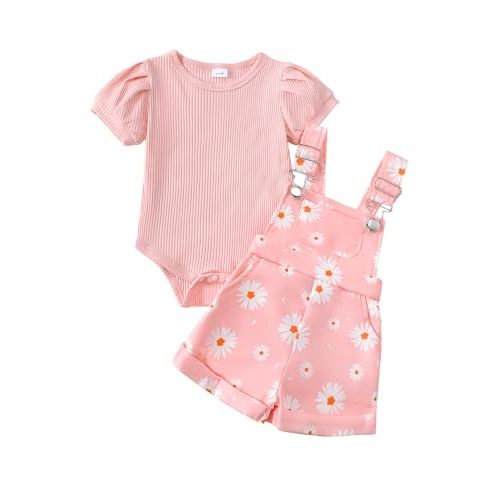 SUNNY PIGGY Baby Girl Clothes Summer Outfit Short Sleeve Overalls Suspender Infant Girls Short Set Shorts Clothing