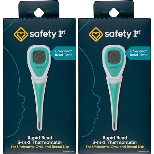 Safety 1st Rapid Read 3-in-1 Thermometer, Aqua, One Size (Pack of 2)