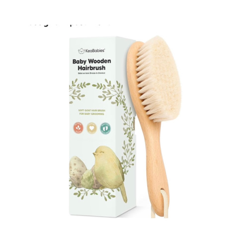 Wooden Baby Hair Brush - Cradle Cap Baby Brush with Soft Goat Bristles, Perfect Gentle Scalp Newborn Comb for Infant, Girls, Boys, Bath Essentials (Walnut, Oval)