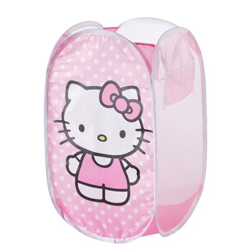 Idea Nuova Sanrio Hello Kitty Pop-Up Hamper,Collapsible Laundry Basket with Durable Handles,Lightweight Storage Bin for Kids' Bedroom, Nursery, or Playroom,Pink