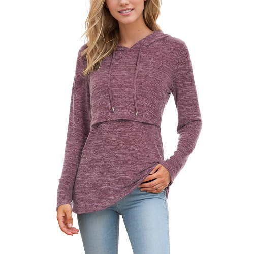 Women's Long Sleeve Maternity Nursing Tops Breastfeeding Shirt Hoodie