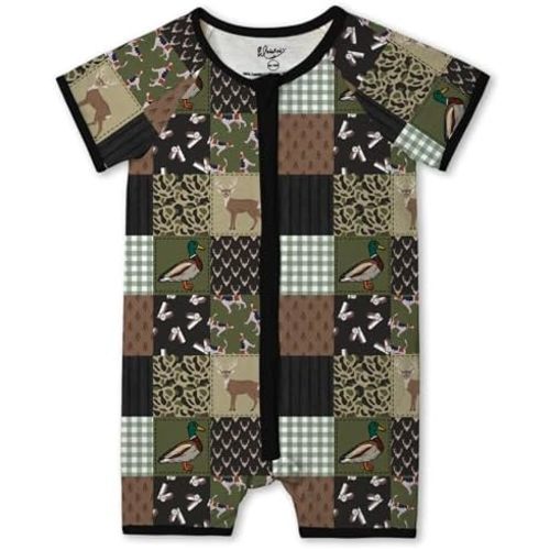 Weiwei Unisex Baby Boys & Girls Romper Short Sleeve Infant Sleepers Romper Soft Viscose from Bamboo Pajamas Toddler 0-24M